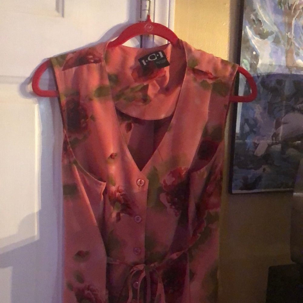 Vintage 90s Floral Print Button Front Maxi Dress